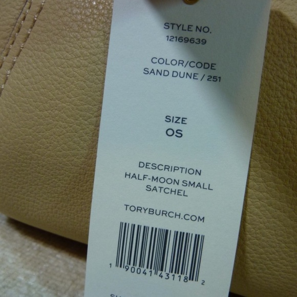 NEW Tory Burch Half-Moon Sand Dune Beige Leather Small Satchel/Crossbody Bag - Picture 12 of 13